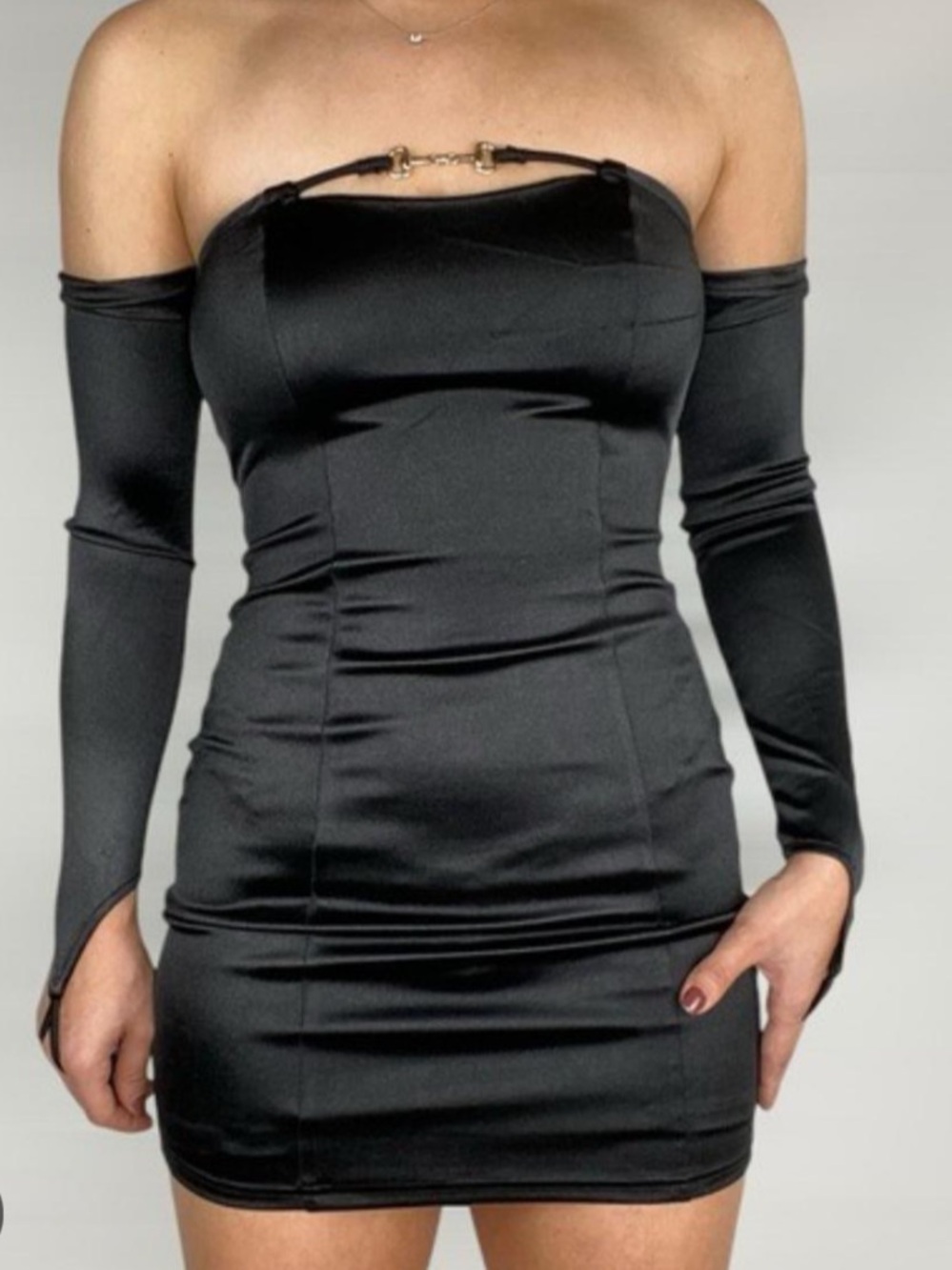 Vera Sleeve Mini Dress - Black